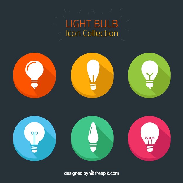 Iconos de bombillas en estilo de colores