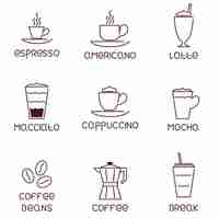 Vector gratuito iconos de café, contorno