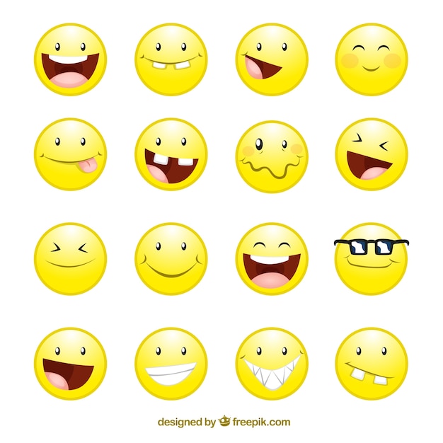 Vector gratuito iconos de caras sonrisa