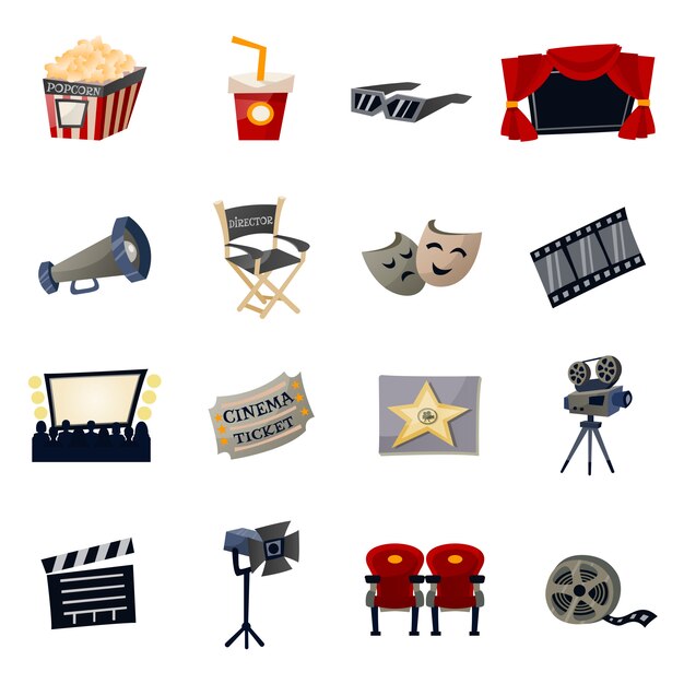 Iconos de cine planos