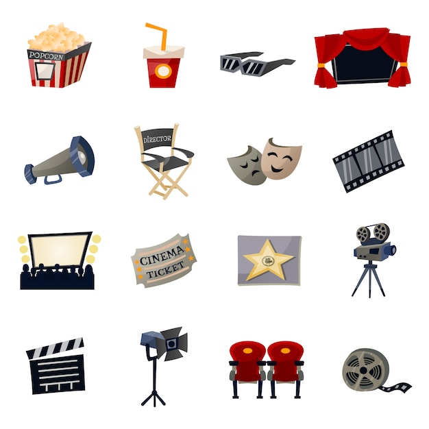 Iconos de cine planos
