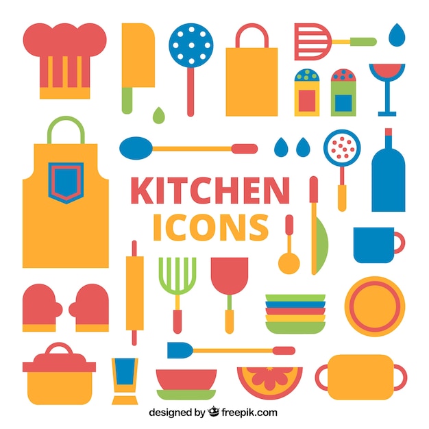 Vector gratuito iconos de cocina