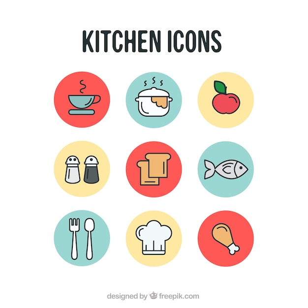 Vector gratuito iconos de cocina