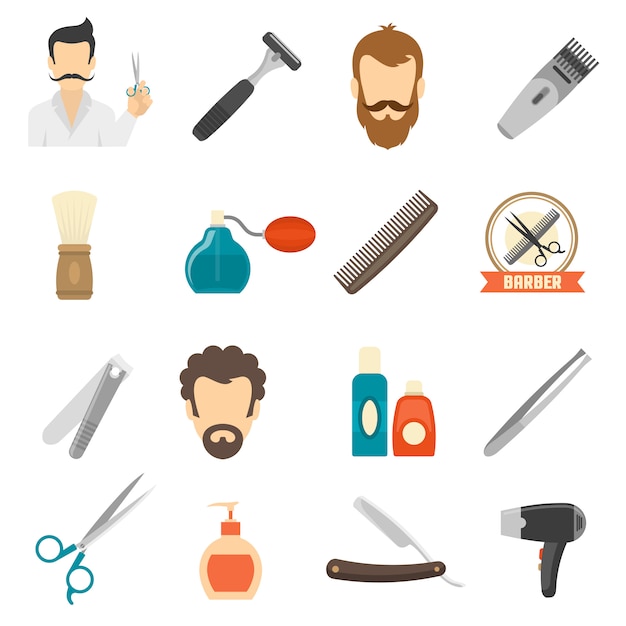 Vector gratuito iconos de color barbero