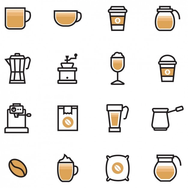 Vector gratuito iconos a color de café