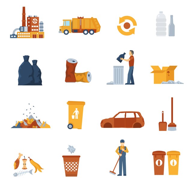 Iconos de colores de basura