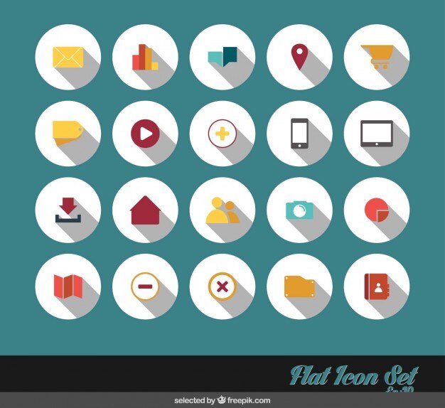 Iconos de colores en el estilo de diseño plano