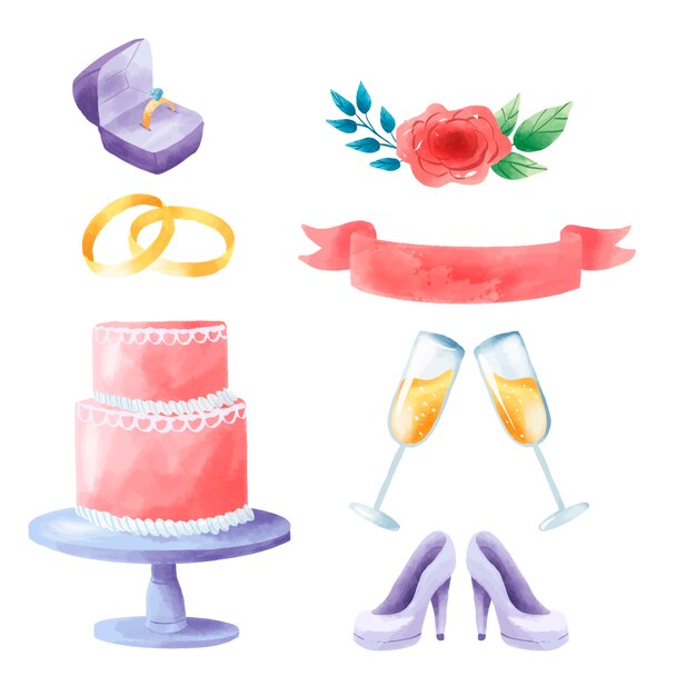 Iconos de colores de invitación de boda