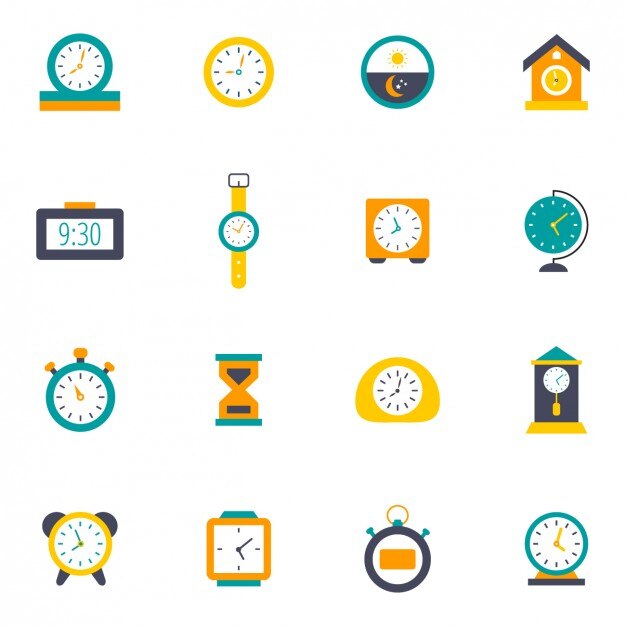 Iconos coloridos de relojes