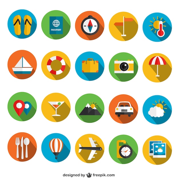 Iconos coloridos de verano