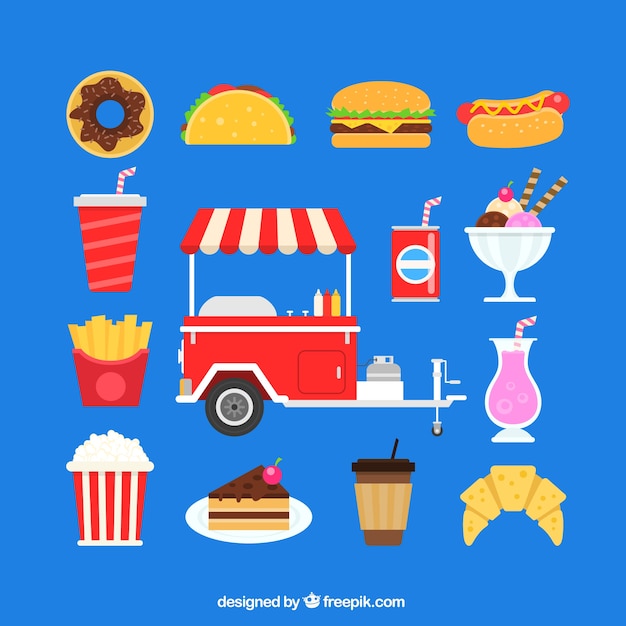 Vector gratuito iconos de comida rápida