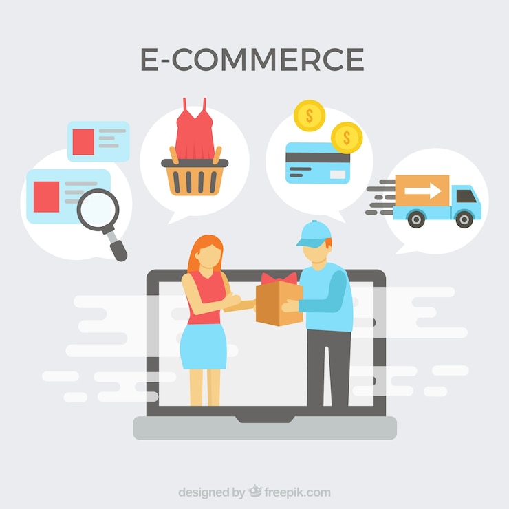 Vector gratuito iconos de compra online y reparto a domicilio