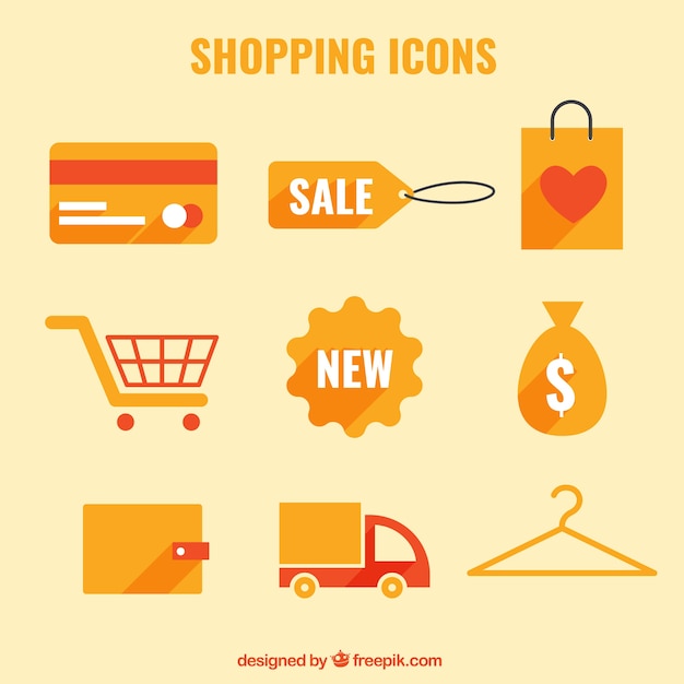 Vector gratuito iconos de compras naranja