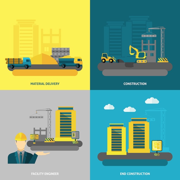Iconos de construcción plana