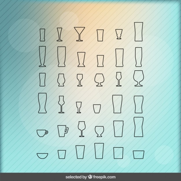 Iconos contorneados de vasos