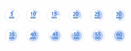Vector gratuito iconos de cronómetro y temporizador establezca la etiqueta para medir el tiempo, el tiempo de cocción y más