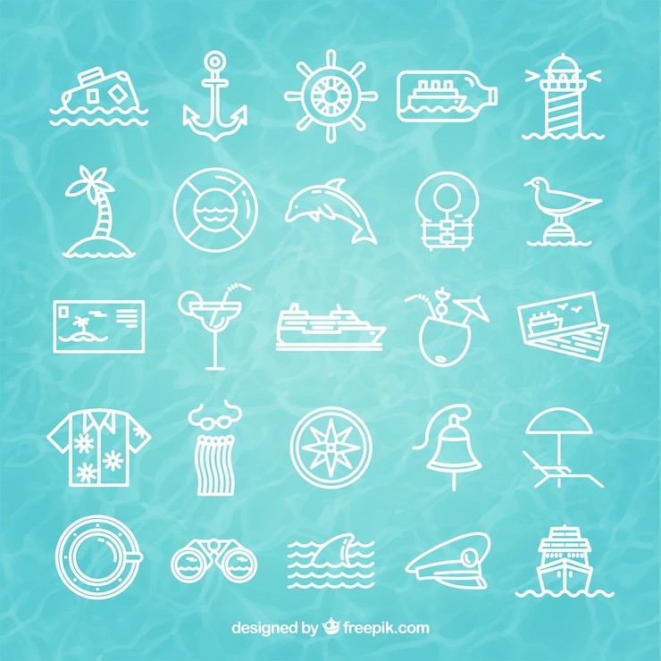 Vector gratuito iconos de cruceros