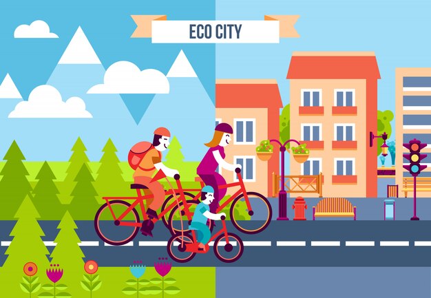 Iconos decorativos de la ciudad ecológica