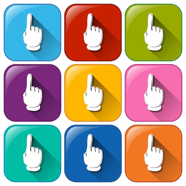 Iconos con un dedo apuntando hacia arriba