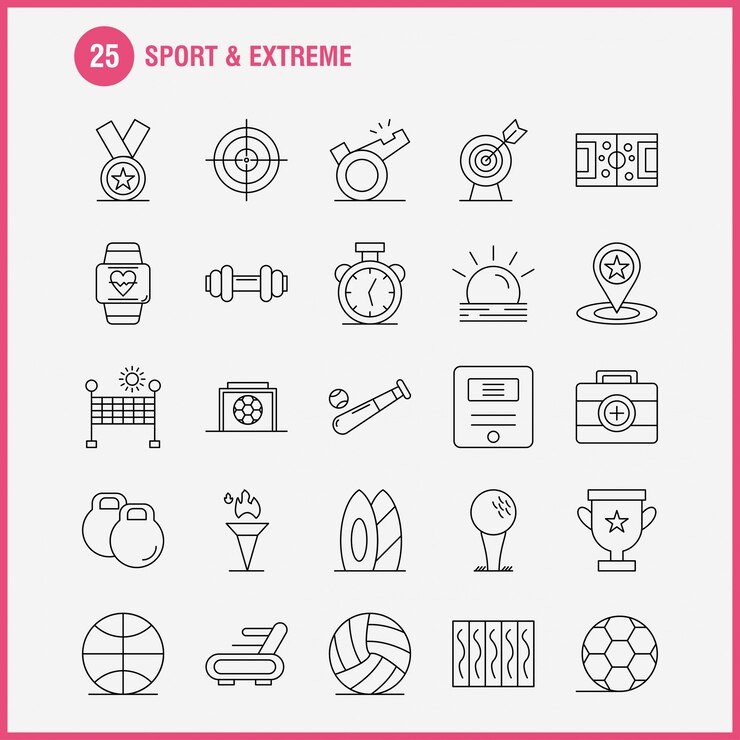 Vector gratuito iconos de deporte y línea extrema
