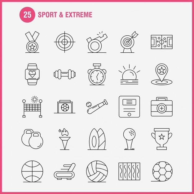 Iconos de deporte y línea extrema