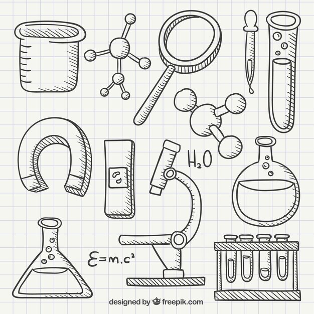 Iconos dibujados a mano de Química