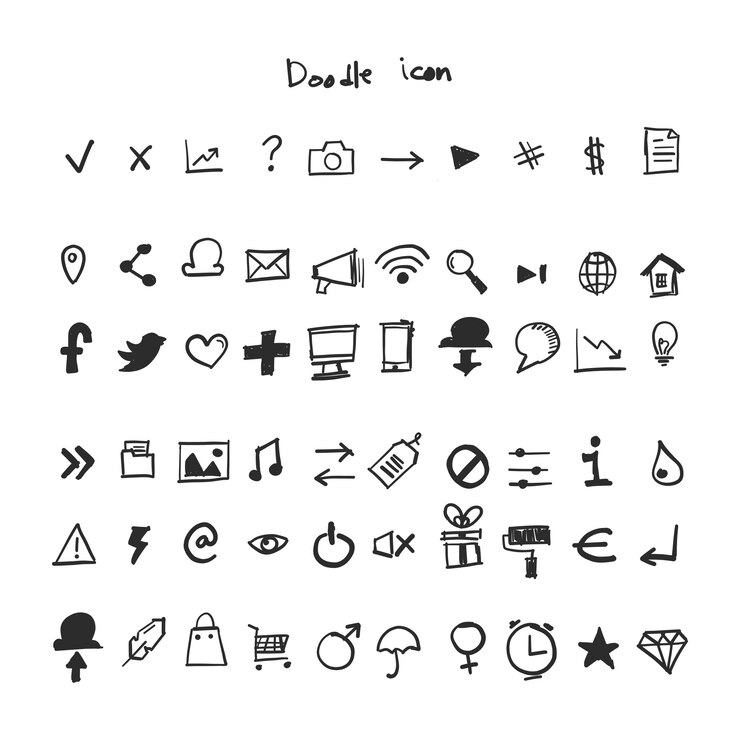 Vector gratuito iconos dibujados a mano