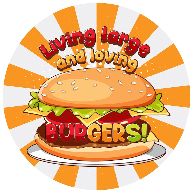 Vector gratuito iconos de dibujos animados de hamburguesas grandes y amorosas