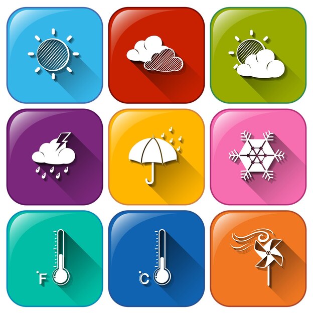Iconos con las diferentes condiciones climáticas