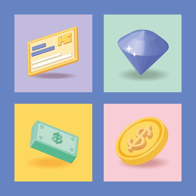 Iconos de dinero bancario