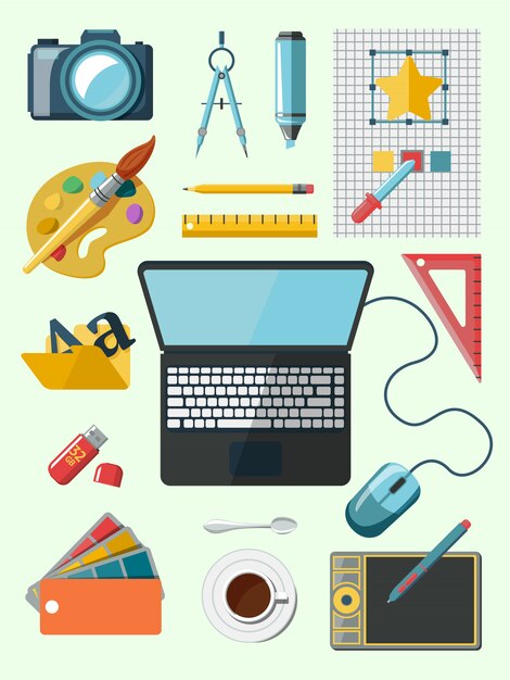 Iconos de diseño de trabajo