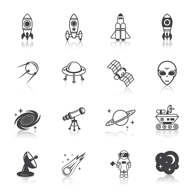 Vector gratuito iconos de elementos del espacio