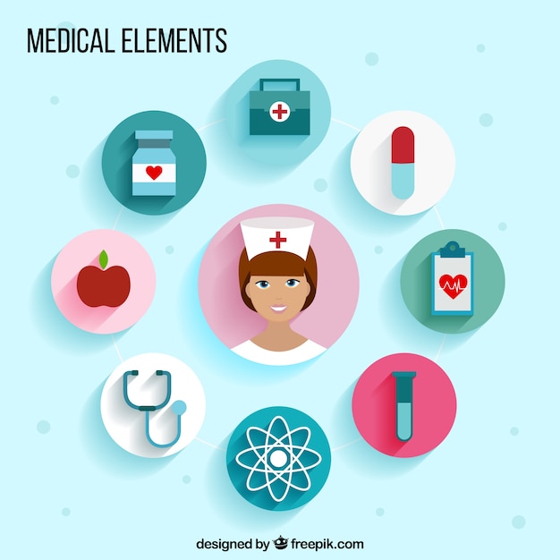 Vector gratuito iconos de elementos médicos