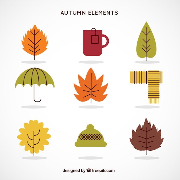 Vector gratuito iconos del elementos de otoño