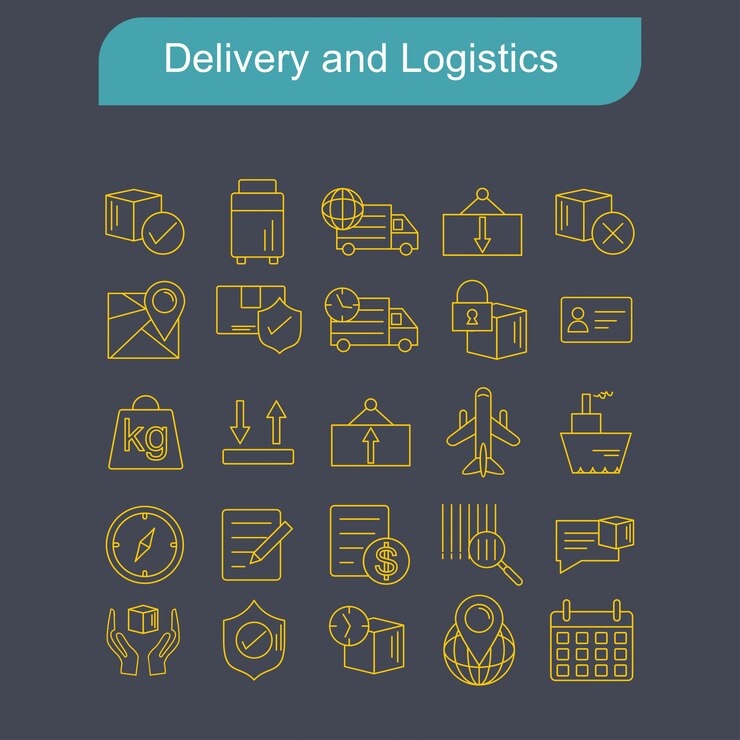 Vector gratuito iconos de entrega y logística vector set