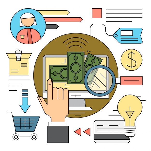 iconos estilo web para tienda y banco online