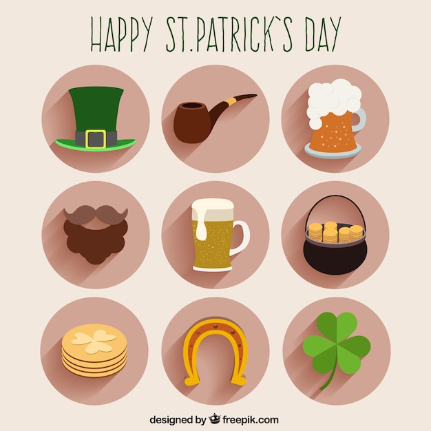 Vector gratuito iconos de feliz día de san patrick