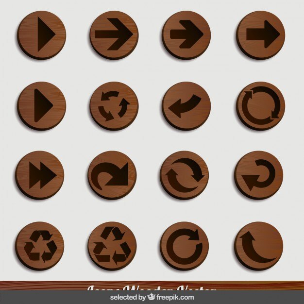 Iconos de flecha de madera