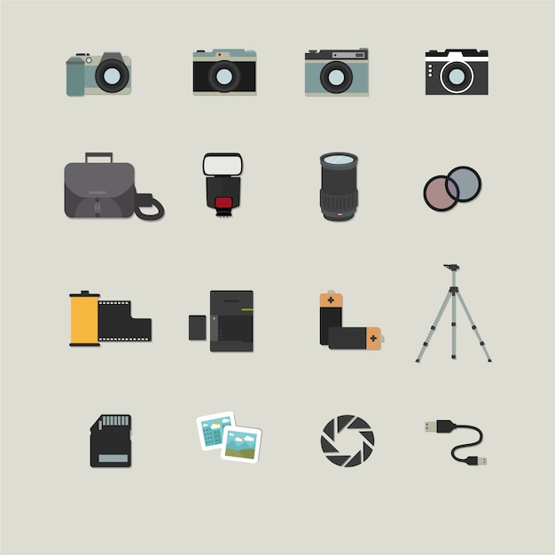 Vector gratuito iconos fotográficos