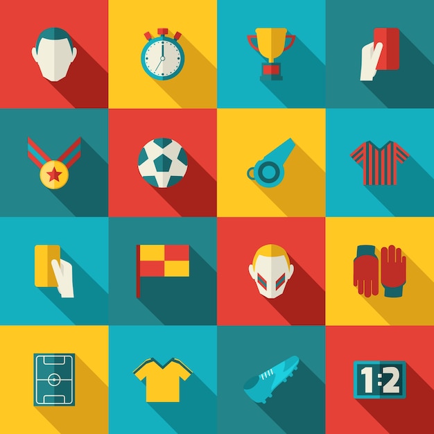 Vector gratuito iconos de fútbol planos