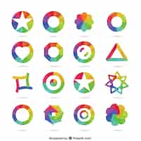 Vector gratuito iconos geométricos en tonos del arco iris