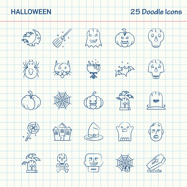 Iconos de Halloween 25 Doodle