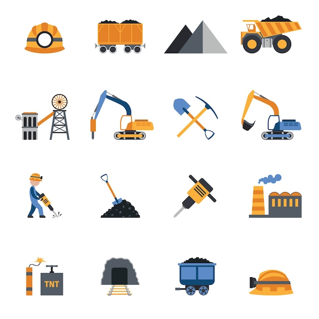 Vector gratuito iconos de la industria del carbón
