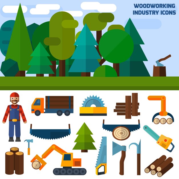 Iconos de la industria de la madera