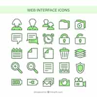 Vector gratuito iconos de la interfaz web de color verde