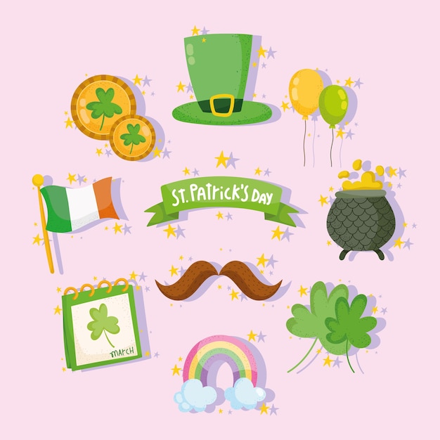 Iconos de irlanda del día de san patricio