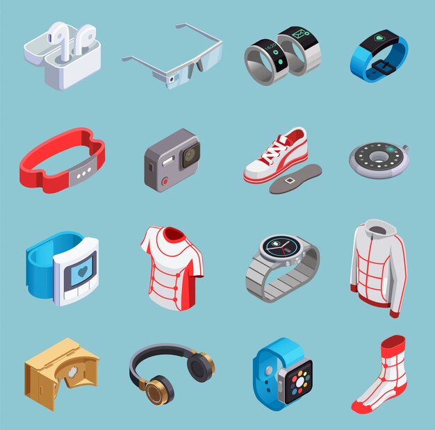 Iconos isométricos de tecnología usable