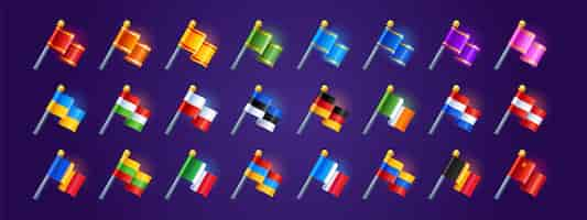 Vector gratuito iconos de juego con bandera de diferentes países