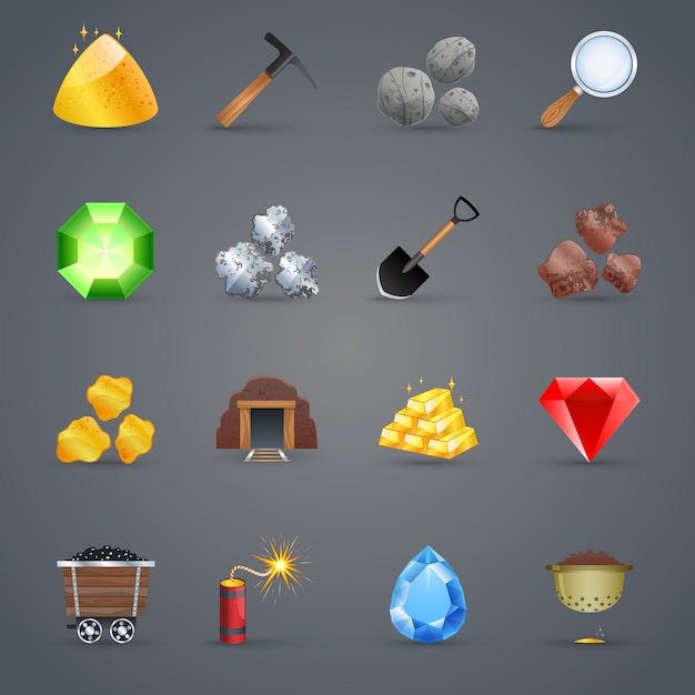 Iconos de juego de minería