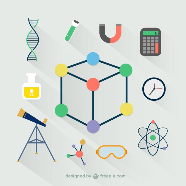 Iconos de laboratorio en diseño plano